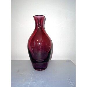Vintage KROSNO Poland Purple  Art Glass Vase 10 in.
